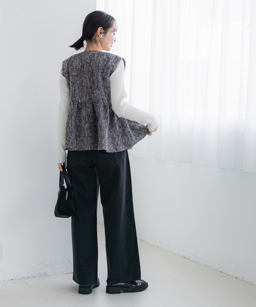 coca（coca）（コカ）の「ツイードフレアベスト（ベスト・レディース・ブラック/その他/グレー・M/L）」の7枚目の写真