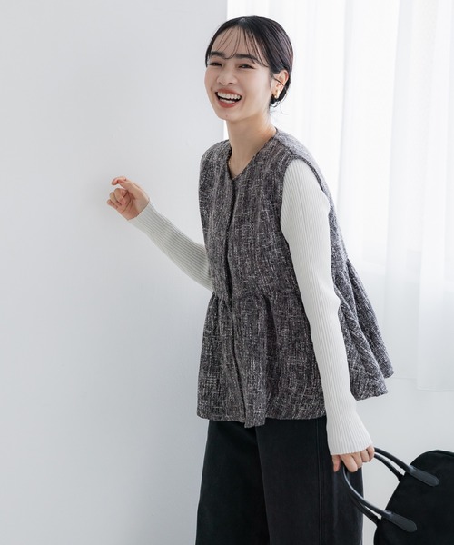 coca（coca）（コカ）の「ツイードフレアベスト（ベスト・レディース・ブラック/その他/グレー・M/L）」の8枚目の写真