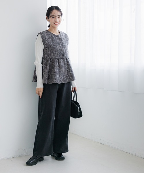 coca（coca）（コカ）の「ツイードフレアベスト（ベスト・レディース・ブラック/その他/グレー・M/L）」の9枚目の写真