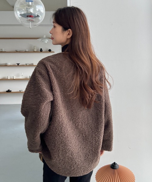 SHEPP（シープ）の「ボアコーデュロイ オーバーサイズジャケット（ブルゾン・レディース・ブラウン/アイボリー・S/M/L）」の13枚目の写真