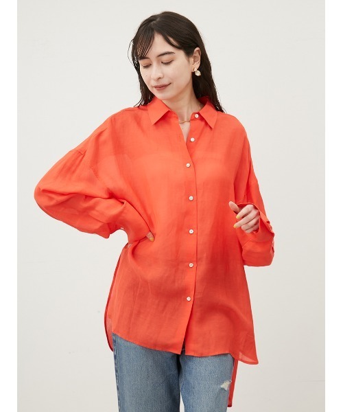Mila Owenミラオーウェン 新品　フレンチリネンオーバーテールシャツ Mila Owen（ミラオーウェン）の「フレンチリネンオーバーテール