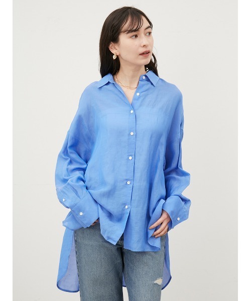 美品✨ミラオーウェン　オーバー リネンシャツ　ゆったり　ブルー　麻100% 09WFB251040_p_62_M.jpg