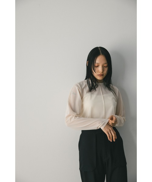 STYLEMIXER（スタイルミキサー）の「ソフトメッシュトップ（シャツ/ブラウス・レディース・ブラウン/アイボリー/ピンク/グレー・FREE）」の10枚目の写真