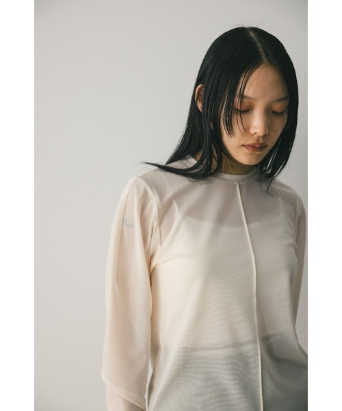 STYLEMIXER（スタイルミキサー）の「ソフトメッシュトップ（シャツ/ブラウス・レディース・ブラウン/アイボリー/ピンク/グレー・FREE）」の11枚目の写真