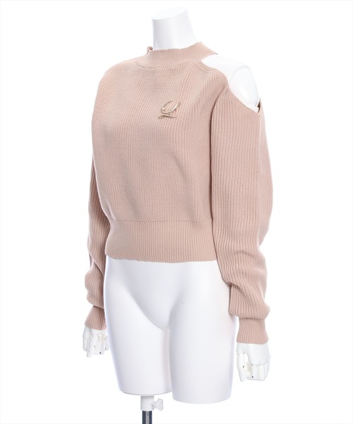 clear（クリア）の「≪再入荷≫ブローチ付き肩スリット畦編み長袖ニットトップス[大人 フェミニン]（ニット/セーター・レディース・ピンクベージュ/ブラック/アイボリー・F）」の4枚目の写真