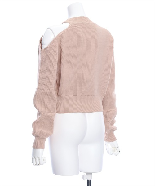 clear（クリア）の「≪再入荷≫ブローチ付き肩スリット畦編み長袖ニットトップス[大人 フェミニン]（ニット/セーター・レディース・ピンクベージュ/ブラック/アイボリー・F）」の6枚目の写真