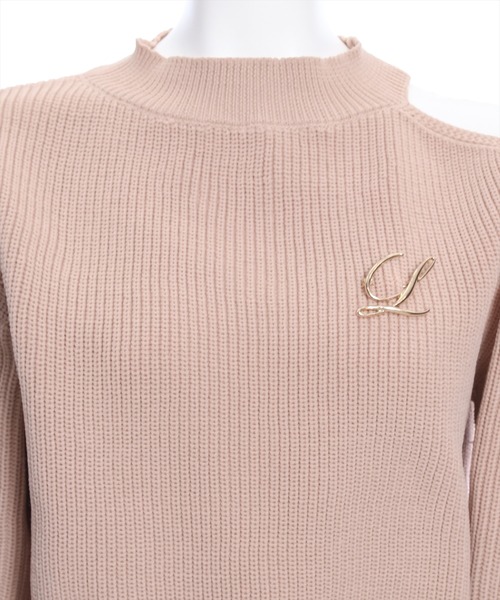 clear（クリア）の「≪再入荷≫ブローチ付き肩スリット畦編み長袖ニットトップス[大人 フェミニン]（ニット/セーター・レディース・ピンクベージュ/ブラック/アイボリー・F）」の8枚目の写真