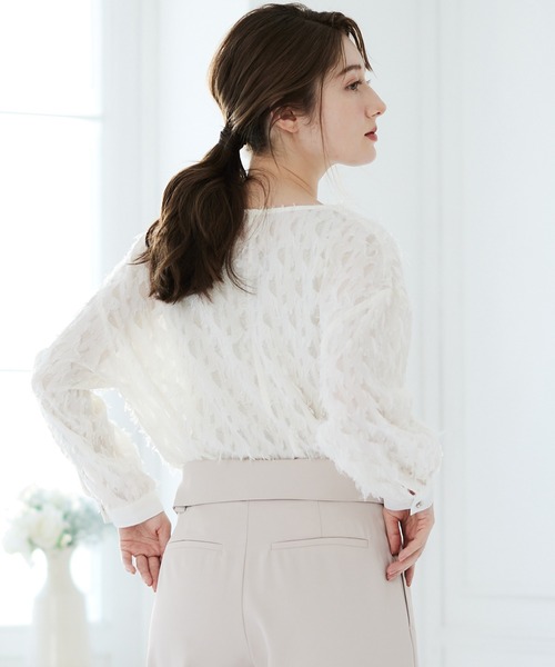 12Twelve Agenda（トゥエルブ　アジェンダ）の「フェザーカットジャガードドレープネックブラウス（シャツ/ブラウス・レディース・ブラック/オフホワイト・M）」の10枚目の写真