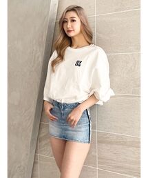 GYDA | ハイウエストサイドライン デニムスカートライクショートパンツ(デニムスカート)