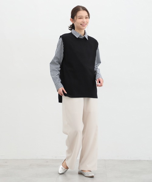 Honeys(ハニーズ)の「イージーストレートパンツ(股下67cm)(その他パンツ・レディース・アイボリー/ブラック/杢グレー/ミント/ベージュ・S/M/L/LL)」の6枚目の写真