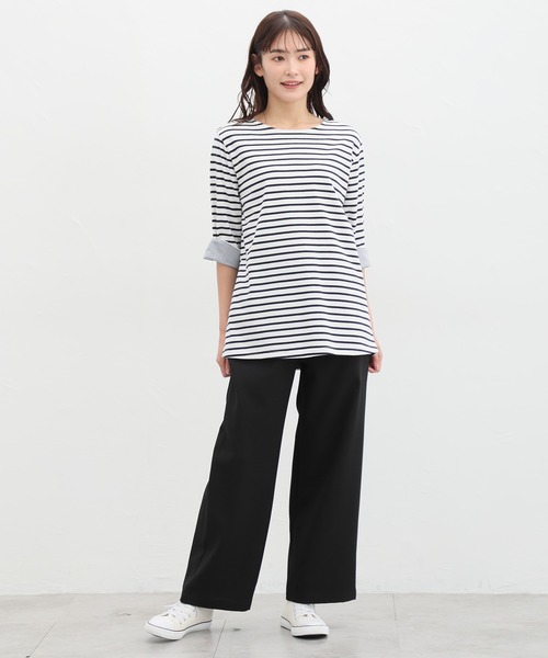 Honeys(ハニーズ)の「イージーストレートパンツ(股下67cm)(その他パンツ・レディース・アイボリー/ブラック/杢グレー/ミント/ベージュ・S/M/L/LL)」の9枚目の写真