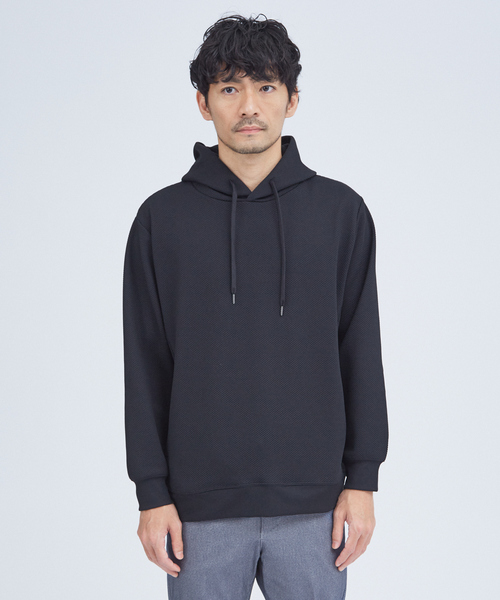 ABAHOUSE GRAY(アバハウスグレイ)の「【セットアップ対応】ハニカムメッシュ パーカー(パーカー・メンズ・モカ/グレイッシュベージュ/ブラック/グレイッシュブルー・46/48)」の8枚目の写真
