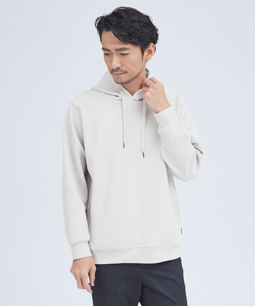 ABAHOUSE GRAY(アバハウスグレイ)の「【セットアップ対応】ハニカムメッシュ パーカー(パーカー・メンズ・モカ/グレイッシュベージュ/ブラック/グレイッシュブルー・46/48)」の21枚目の写真