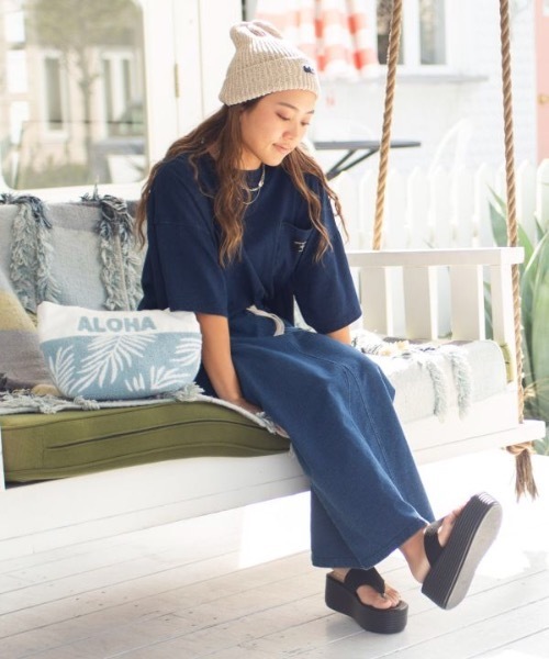 Kahiko(カヒコ)の「【Kahiko】SURF&Palms モクホロロングスカート(スカート・レディース・ライトブルー/ダークブルー・FREE)」の7枚目の写真