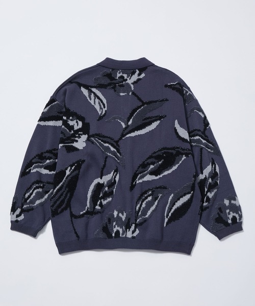 JUNRED（ジュンレッド）の「ボタニカルジャガードニットカーディガン（カーディガン/ボレロ・メンズ・ネイビー/オフホワイト・L/S/M）」の3枚目の写真