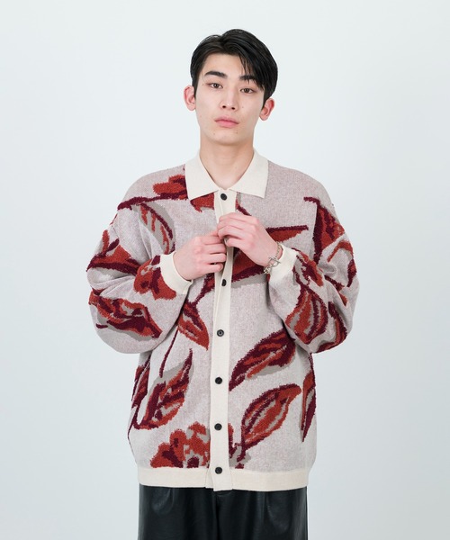 JUNRED（ジュンレッド）の「ボタニカルジャガードニットカーディガン（カーディガン/ボレロ・メンズ・ネイビー/オフホワイト・L/S/M）」の18枚目の写真