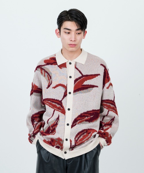 JUNRED（ジュンレッド）の「ボタニカルジャガードニットカーディガン（カーディガン/ボレロ・メンズ・ネイビー/オフホワイト・L/S/M）」の17枚目の写真