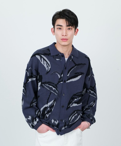 JUNRED（ジュンレッド）の「ボタニカルジャガードニットカーディガン（カーディガン/ボレロ・メンズ・ネイビー/オフホワイト・L/S/M）」の16枚目の写真