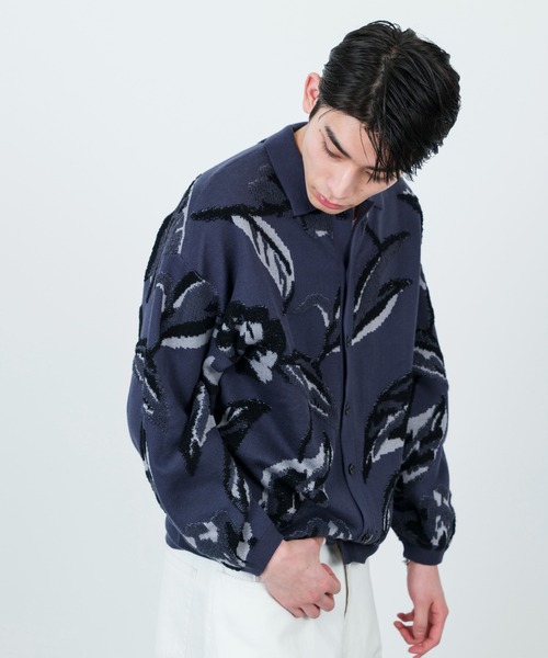 JUNRED（ジュンレッド）の「ボタニカルジャガードニットカーディガン（カーディガン/ボレロ・メンズ・ネイビー/オフホワイト・L/S/M）」の15枚目の写真