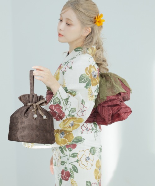 Dita(ディータ)の「ころんと大人かわいい。レース巾着【W】(和装小物・レディース・アイボリー/ブラック/ブルーグレー/ピンクベージュ/ワイン/ベージュ/ネイビー/グレー/ラベンダー/ピンク系その他/ホワイト系その他/ブラウン/ミント/ブルー系その他・FREE)」の6枚目の写真