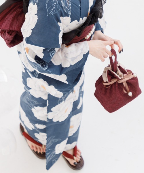 Dita（ディータ）の「ころんと大人かわいい。レース巾着【W】（和装小物・レディース・アイボリー/ブラック/ブルーグレー/ピンクベージュ/ワイン/ベージュ/ネイビー/グレー/ラベンダー・FREE）」の9枚目の写真