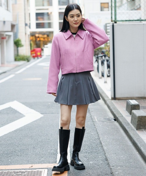 3.3 Field Trip （3.3フィールドトリップ）の「3.3 Field Trip／ツイードZIPジャケット 2101904（ブルゾン・レディース・アイボリー/ブラック/パープル・FREE）」の4枚目の写真