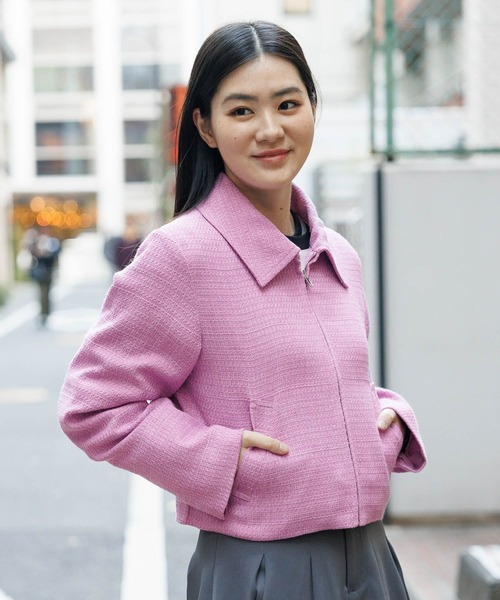 3.3 Field Trip （3.3フィールドトリップ）の「3.3 Field Trip／ツイードZIPジャケット 2101904（ブルゾン・レディース・アイボリー/ブラック/パープル・FREE）」の6枚目の写真