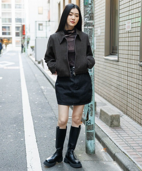 3.3 Field Trip （3.3フィールドトリップ）の「3.3 Field Trip／ツイードZIPジャケット 2101904（ブルゾン・レディース・アイボリー/ブラック/パープル・FREE）」の8枚目の写真