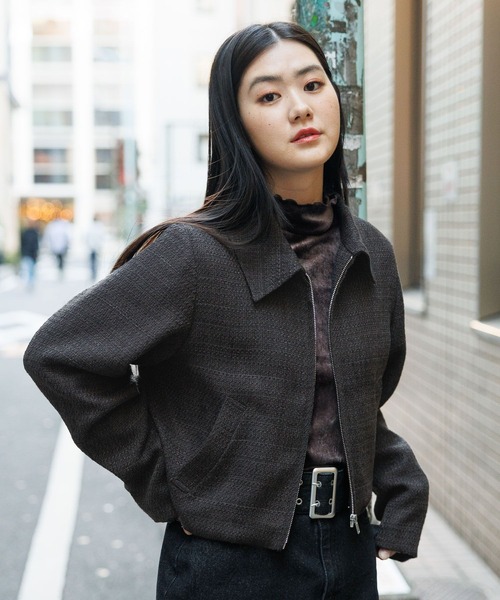 3.3 Field Trip （3.3フィールドトリップ）の「3.3 Field Trip／ツイードZIPジャケット 2101904（ブルゾン・レディース・アイボリー/ブラック/パープル・FREE）」の10枚目の写真