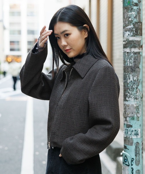 3.3 Field Trip （3.3フィールドトリップ）の「3.3 Field Trip／ツイードZIPジャケット 2101904（ブルゾン・レディース・アイボリー/ブラック/パープル・FREE）」の11枚目の写真