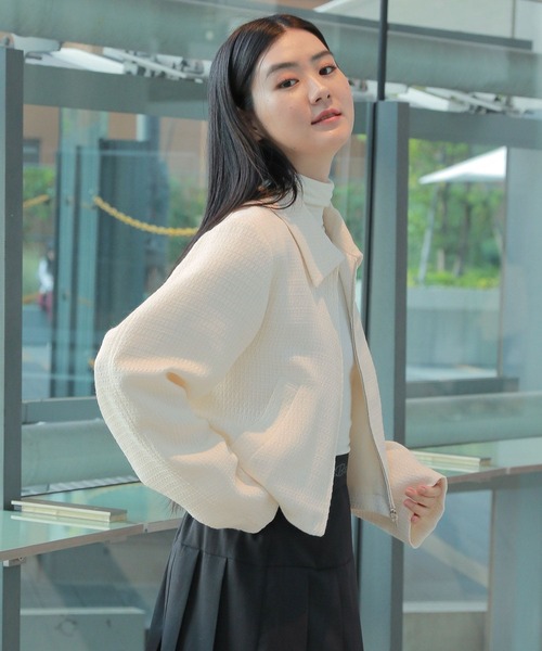 3.3 Field Trip （3.3フィールドトリップ）の「3.3 Field Trip／ツイードZIPジャケット 2101904（ブルゾン・レディース・アイボリー/ブラック/パープル・FREE）」の15枚目の写真