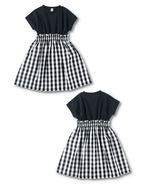 DRC branshes（ディーアールシーブランシェス）の「【WEB限定/DRC/お肌に嬉しい綿100％】ウエスト切替ドッキング半袖ワンピース（ワンピース・キッズ・ブラック/カーキオリーブ/ベージュ/フューシャピンク/ブルー/オフホワイト・150/140/120/90/110/130/100）」の21枚目の写真