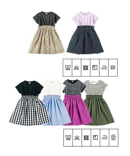 DRC branshes（ディーアールシーブランシェス）の「【WEB限定/DRC/お肌に嬉しい綿100％】ウエスト切替ドッキング半袖ワンピース（ワンピース・キッズ・ブラック/カーキオリーブ/ベージュ/フューシャピンク/ブルー/オフホワイト・150/140/120/90/110/130/100）」の22枚目の写真