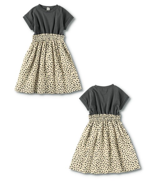 DRC branshes（ディーアールシーブランシェス）の「【WEB限定/DRC/お肌に嬉しい綿100％】ウエスト切替ドッキング半袖ワンピース（ワンピース・キッズ・ブラック/カーキオリーブ/ベージュ/フューシャピンク/ブルー/オフホワイト・150/140/120/90/110/130/100）」の12枚目の写真