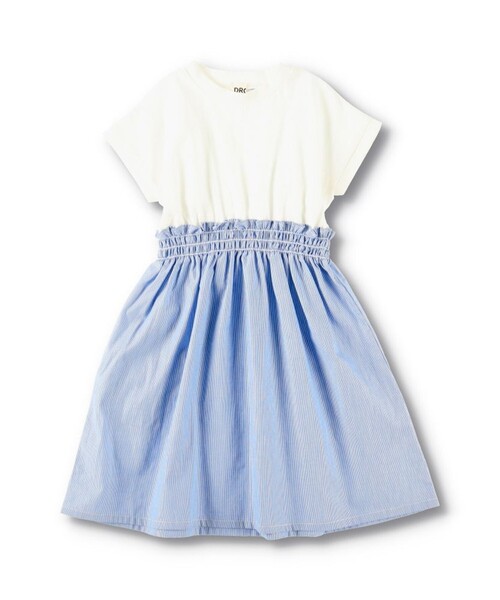 DRC branshes（ディーアールシーブランシェス）の「【WEB限定/DRC/お肌に嬉しい綿100％】ウエスト切替ドッキング半袖ワンピース（ワンピース・キッズ・ブラック/カーキオリーブ/ベージュ/フューシャピンク/ブルー/オフホワイト・150/140/120/90/110/130/100）」の13枚目の写真