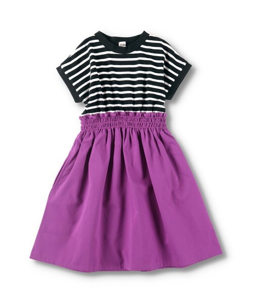 DRC branshes（ディーアールシーブランシェス）の「【WEB限定/DRC/お肌に嬉しい綿100％】ウエスト切替ドッキング半袖ワンピース（ワンピース・キッズ・ブラック/カーキオリーブ/ベージュ/フューシャピンク/ブルー/オフホワイト・150/140/120/90/110/130/100）」の8枚目の写真