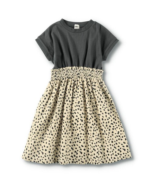 DRC branshes（ディーアールシーブランシェス）の「【WEB限定/DRC/お肌に嬉しい綿100％】ウエスト切替ドッキング半袖ワンピース（ワンピース・キッズ・ブラック/カーキオリーブ/ベージュ/フューシャピンク/ブルー/オフホワイト・150/140/120/90/110/130/100）」の3枚目の写真