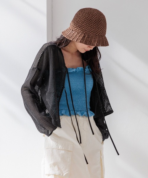 LOWRYS FARM（ローリーズファーム）の「２ＷＡＹパッチワークＬＳ 108500（ニット/セーター・レディース・チャコールグレー/グリーン/アイボリー・FREE）」の8枚目の写真