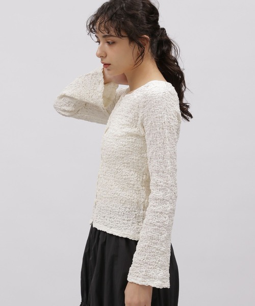 LAKOLE（ラコレ）の「カットジャガードショートカーディガン / 111315（カーディガン/ボレロ・レディース・ブラック/アイボリー/ブルー/イエロー・SMALL/MEDIUM）」の7枚目の写真