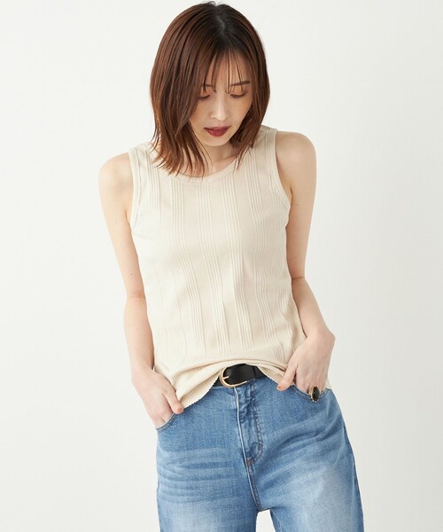 SHIPS Colors(シップス カラーズ)の「SHIPS Colors:ランダムテレコ 2WAY タンクトップ◇(タンクトップ・レディース・ナチュラル/ブラック/ベージュ・ONE SIZE)」の20枚目の写真