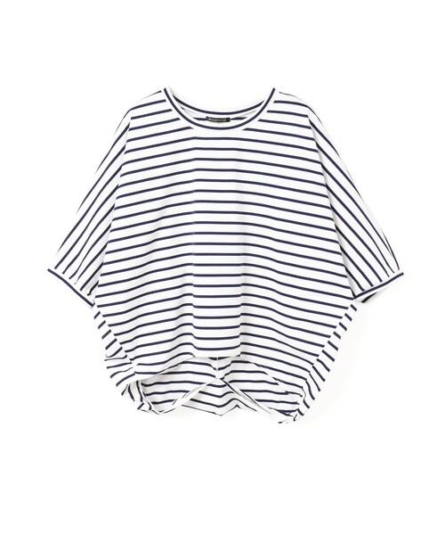 mizuiroind(ミズイロインド)の「mizuiro ind ボーダードルマンコクーンプルオーバー(Tシャツ/カットソー・レディース・ブルー/ネイビー/ブラック・FREE)」の3枚目の写真