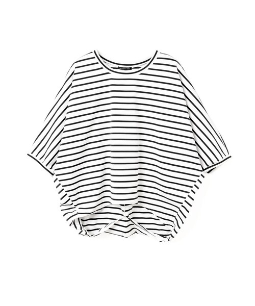 mizuiroind(ミズイロインド)の「mizuiro ind ボーダードルマンコクーンプルオーバー(Tシャツ/カットソー・レディース・ブルー/ネイビー/ブラック・FREE)」の4枚目の写真