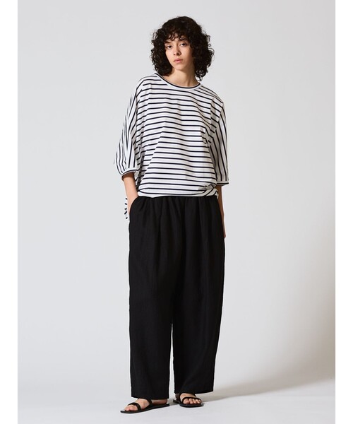 mizuiroind(ミズイロインド)の「mizuiro ind ボーダードルマンコクーンプルオーバー(Tシャツ/カットソー・レディース・ブルー/ネイビー/ブラック・FREE)」の11枚目の写真
