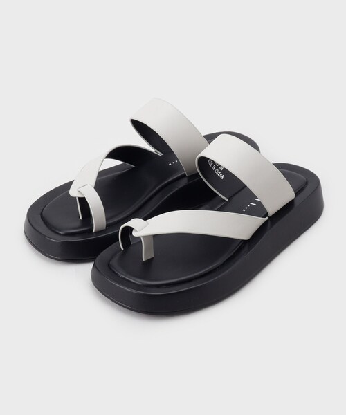 GALLEST（ギャレスト）の「◆【MOHI】フラットレザーサンダル（サンダル・レディース・ブラック/アイボリー・45/35）」の3枚目の写真