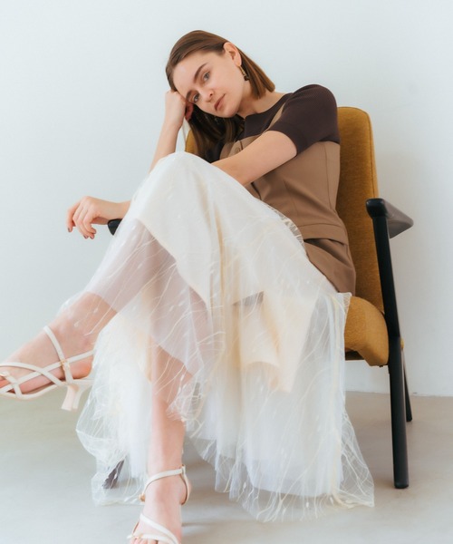 YECCA VECCA（イェッカヴェッカ）の「チュールマーメイドスカート（スカート・レディース・アイボリー/ブラック・FREE）」の2枚目の写真