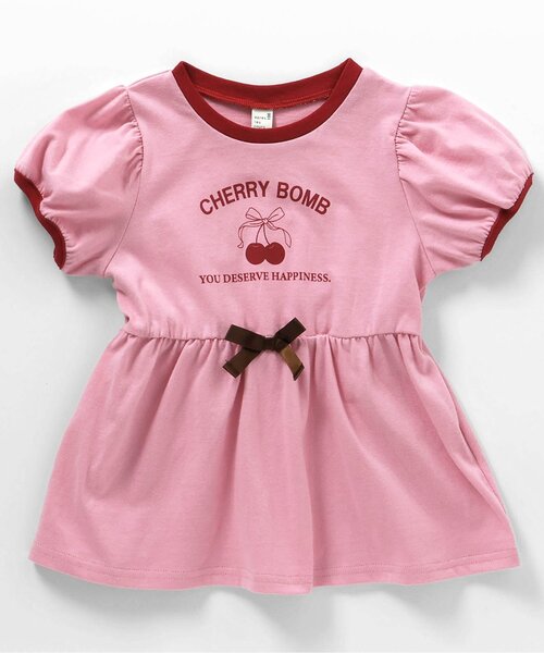 apres les cours（アプレレクール）の「ペプラムパフスリーブトップス（Tシャツ/カットソー・キッズ・ピンク/ネイビー/ドット/ブラック/サックスブルー・110/100/80/140/130/120/90）」の4枚目の写真