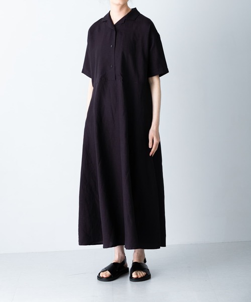 あずき  極美品 kagure かぐれ リヨセルリネン半袖ワンピース かぐれ（カグレ）の「リヨセルリネン半袖ワンピース（ワンピース