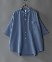 SITRY（シトリー）の「Silky Drape Band Color Shirt/シルキードレープ ビッグシルエット 半袖 バンドカラーシャツ レディース メンズ（シャツ/ブラウス・メンズ）」