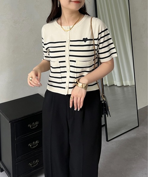 prose verse（プロズヴェール）の「ハート刺繍ハーフスリーブカーディガン（カーディガン/ボレロ・レディース・アイボリー/ブラック/ホワイト系その他・ﾌﾘ-）」の22枚目の写真