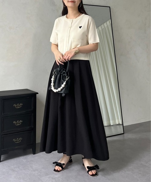 prose verse（プロズヴェール）の「ハート刺繍ハーフスリーブカーディガン（カーディガン/ボレロ・レディース・アイボリー/ブラック/ホワイト系その他・ﾌﾘ-）」の6枚目の写真